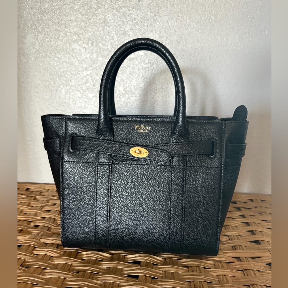 Mulberry Mini Zipped Bayswater - Black Small Classic Grain - Picture 2 of 10